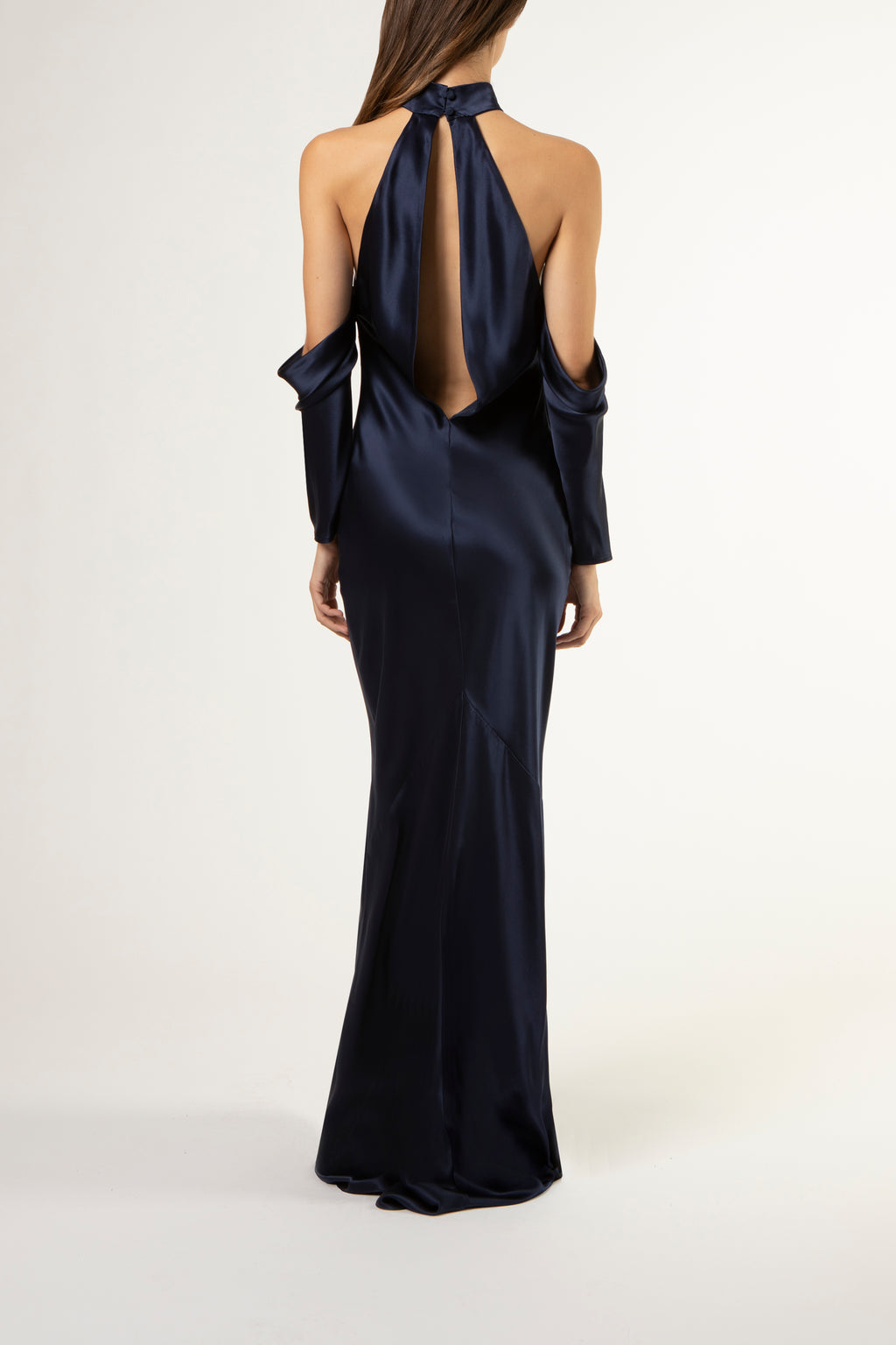 Halter drop sleeve gown