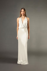 Halter draped gown - ivory