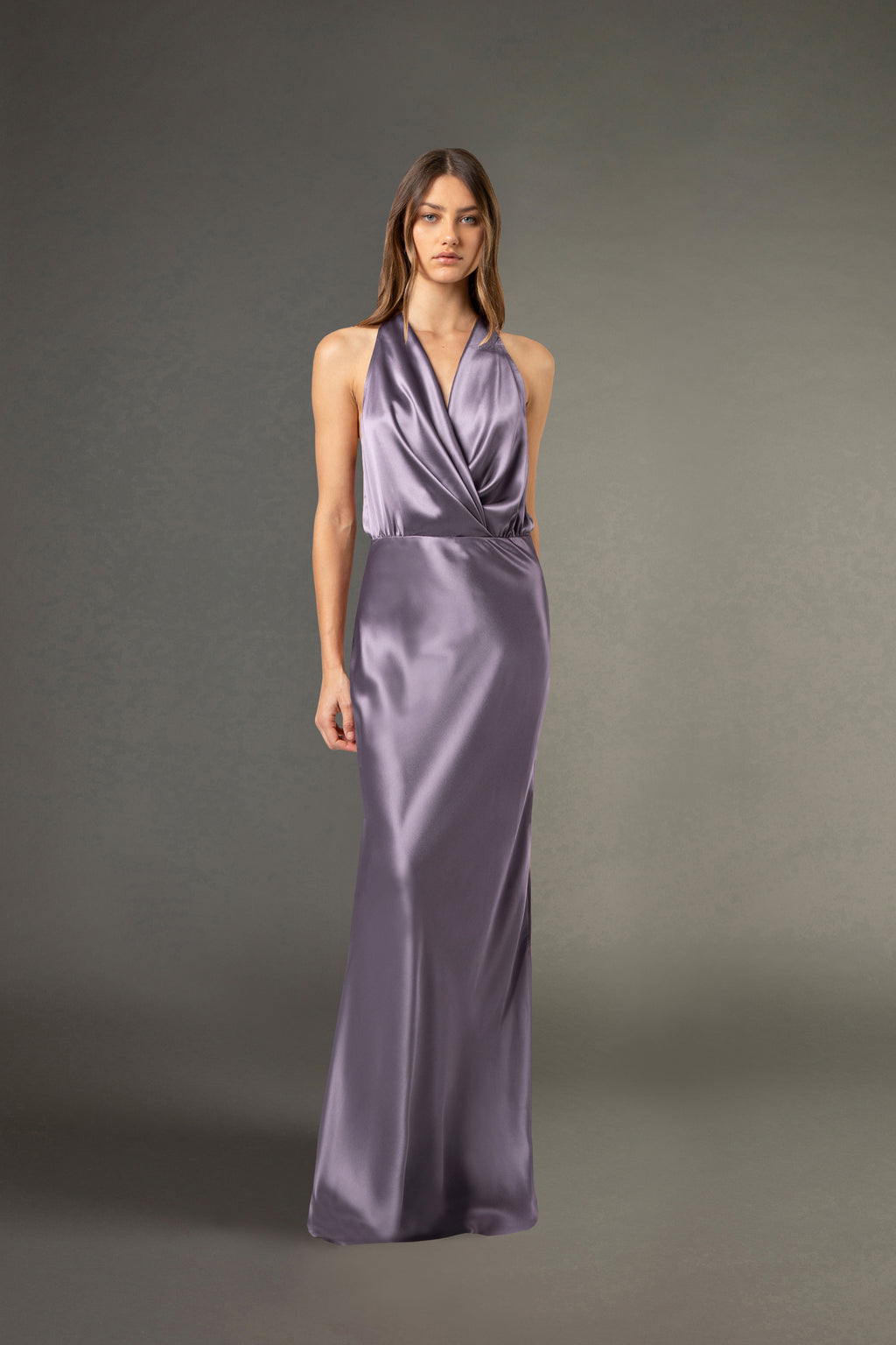 michelle mason halter dress Pearl neckpiece halter gown