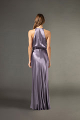 Halter draped gown - mauve