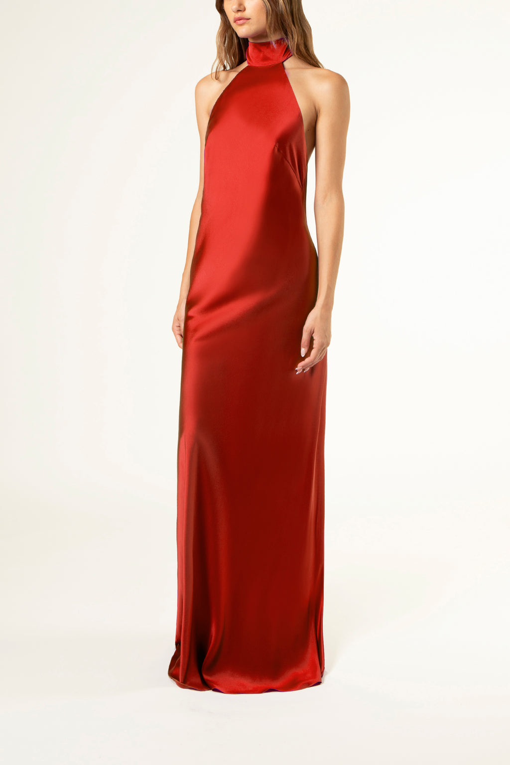 Halter tie neck backless gown