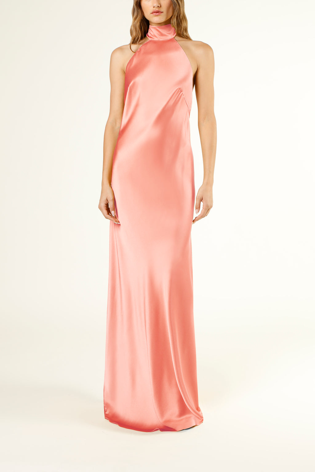 Halter tie neck backless gown