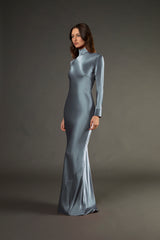 Open back long sleeve gown - celestine