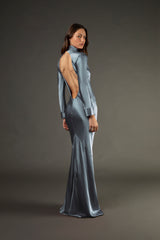 Open back long sleeve gown - celestine