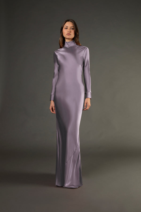 Open back long sleeve gown - mauve
