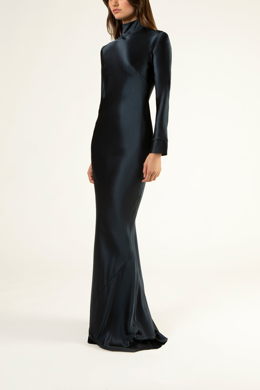 Open back long sleeve gown