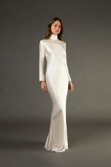 Open back long sleeve gown - ivory