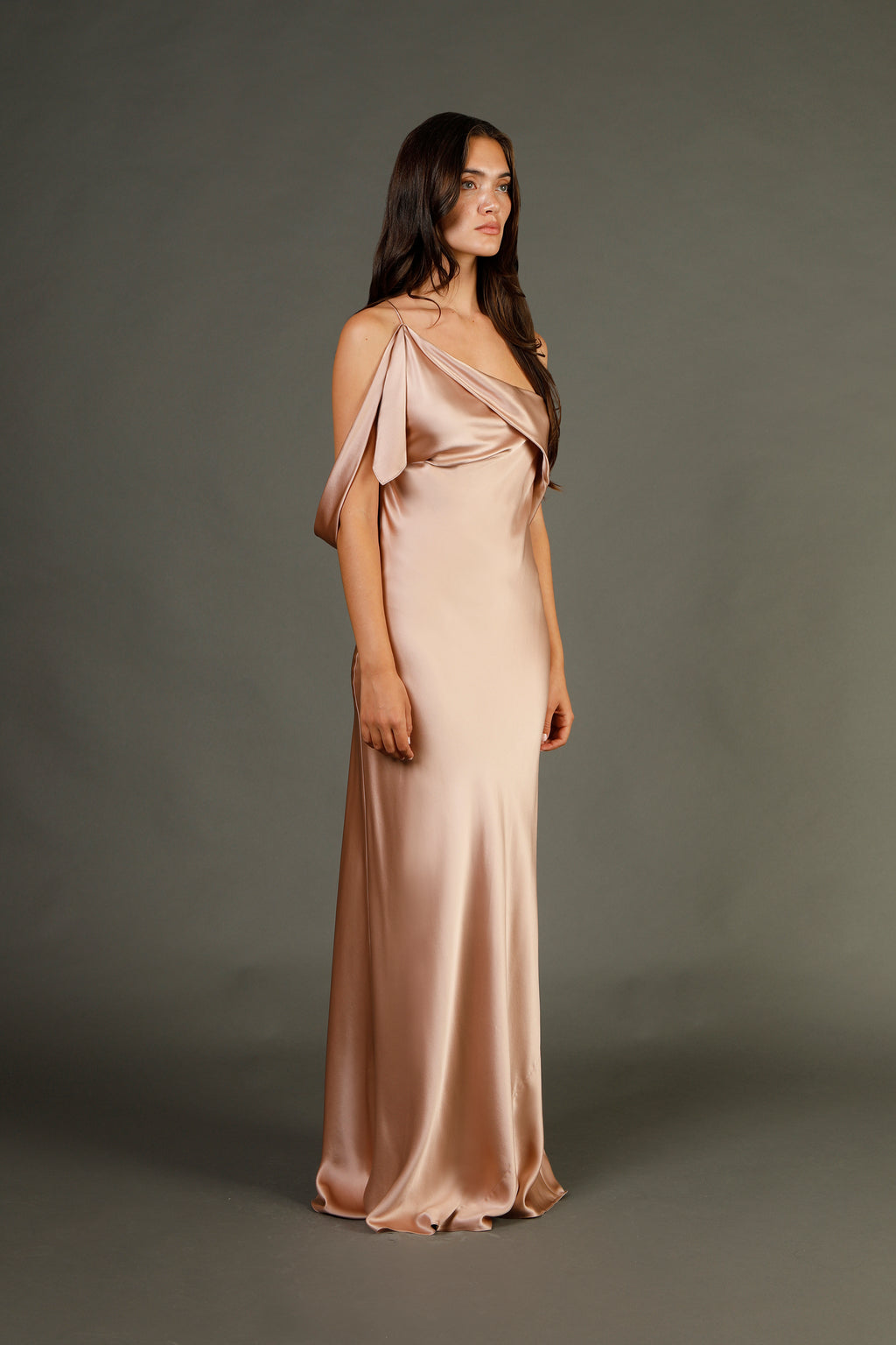 Cowl drape bias gown - blush 6 Cowl drape bias gown - blush 6