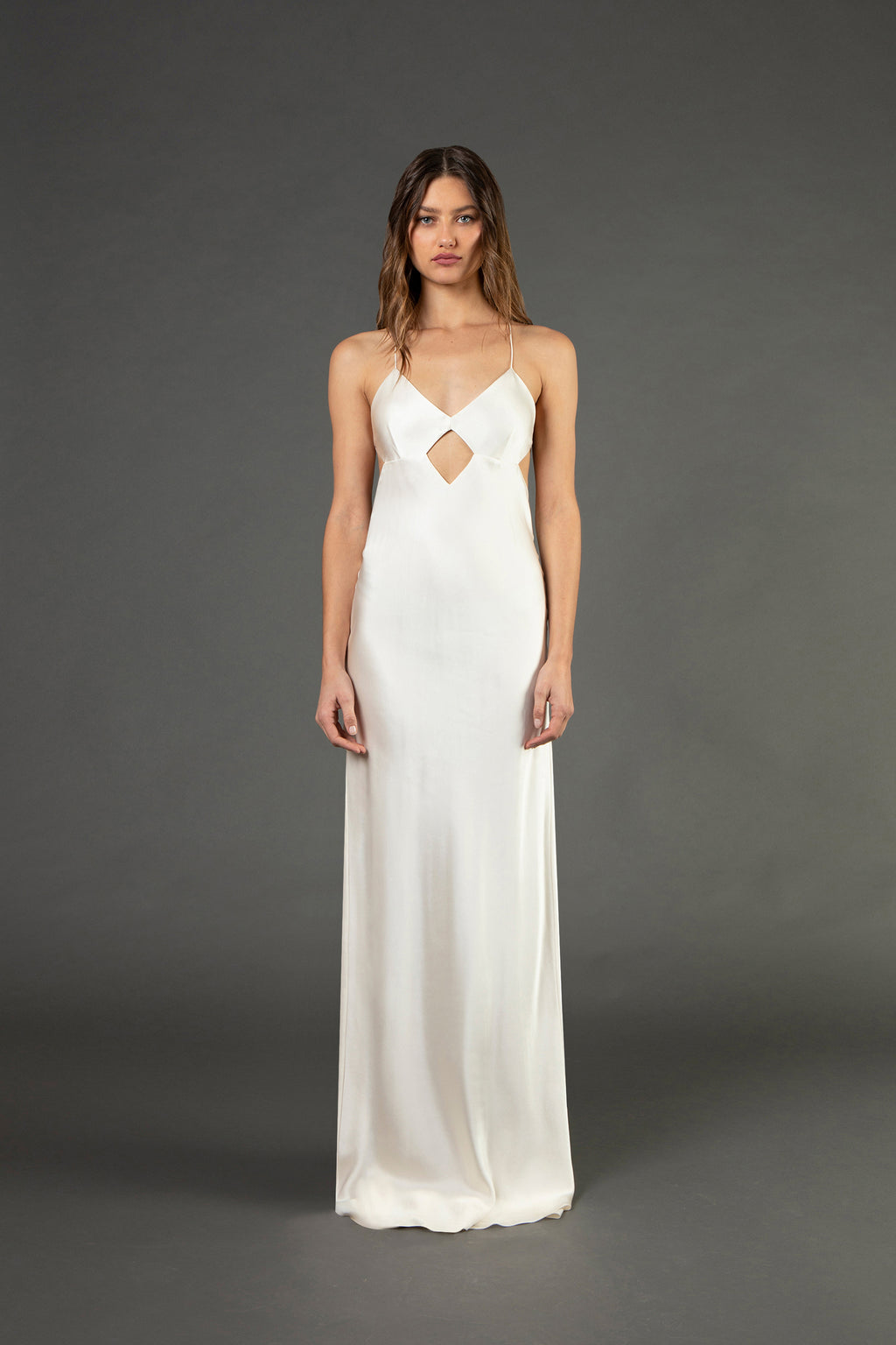 Bias Panel Open Back Gown