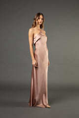 Split neckline bias gown - blush