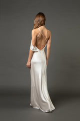 Split neckline bias gown - ivory
