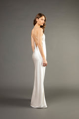 Ruffle cowl bias gown - ivory
