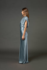 Asymmetrical open back draped gown - celestine