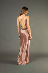Open back cowl bias gown - blush