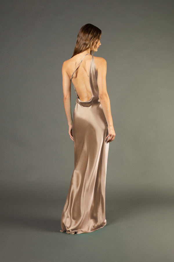 Open back cowl bias gown - champagne