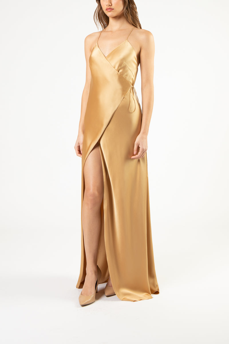 Strappy wrap gown - honey