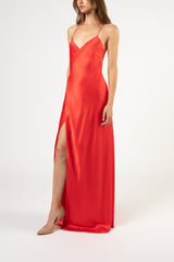 Strappy wrap gown - scarlet