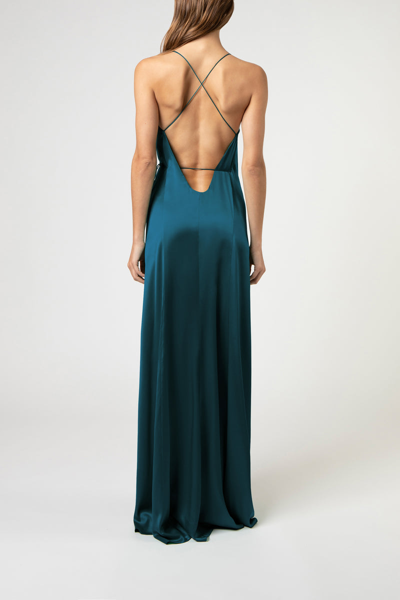 Strappy wrap gown - prussian