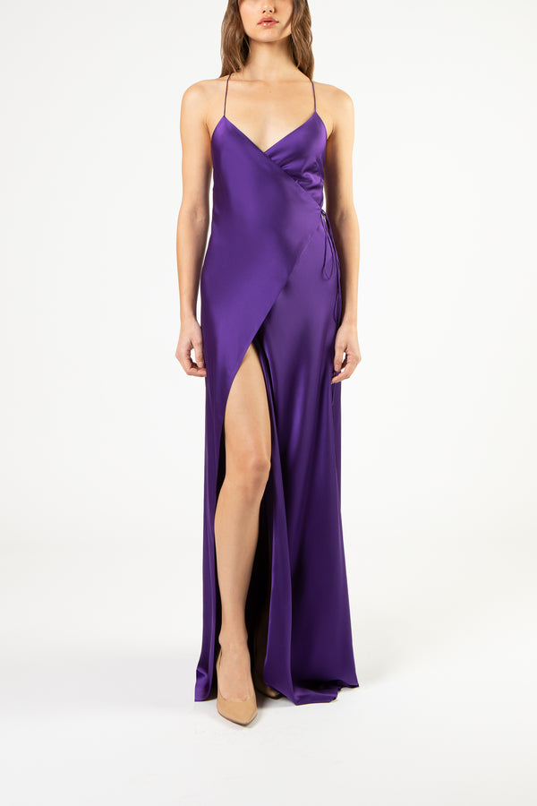 Strappy wrap gown - violet