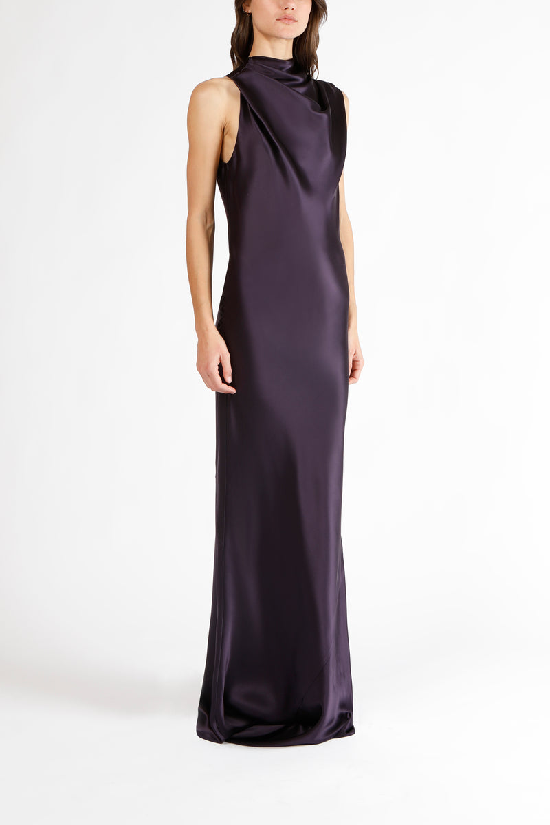 Drape neck detail gown - aubergine 6 Drape neck detail gown - aubergine 6