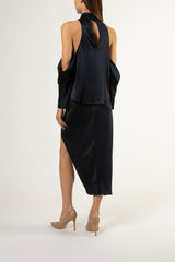 Drop sleeve blouse with neck band - midnight