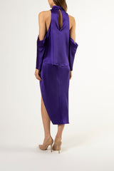 Drop sleeve blouse with neck band - plum