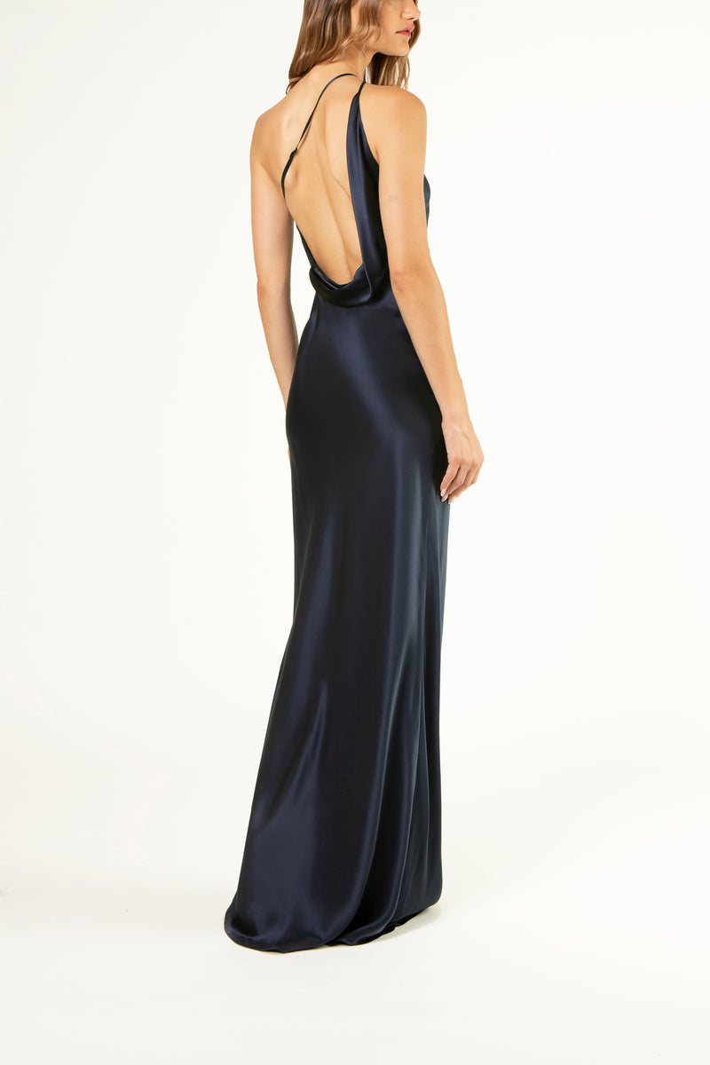 Open back cowl bias gown - midnight