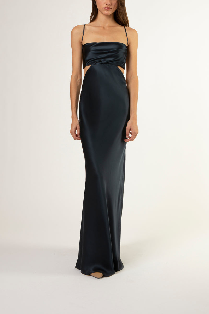 Multi-strap plunge back cutout gown