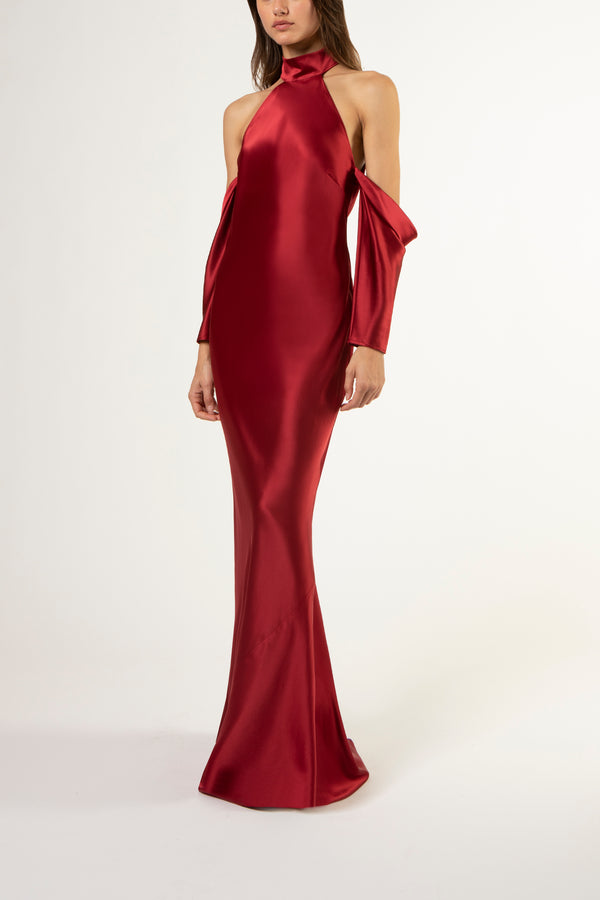 sangria satin dress KissProm