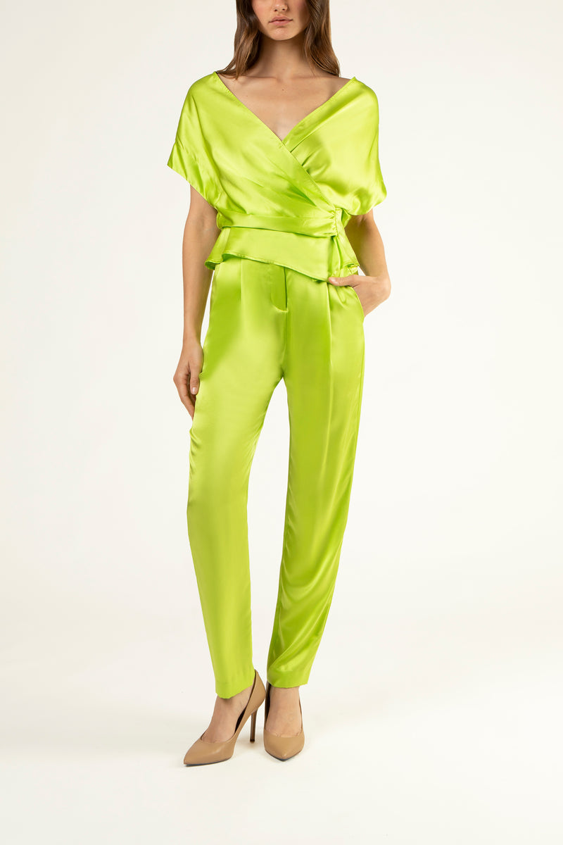 Belted slim pant - lime