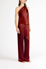 Asymmetrical halterneck top - oxblood