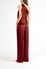 Asymmetrical halterneck top - oxblood