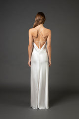 Bias Panel Open Back Gown - ivory
