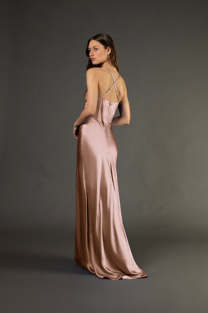 Twist bodice gown - blush