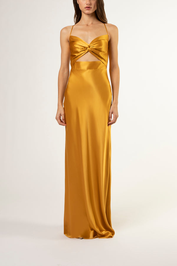 Twist bodice gown - gold