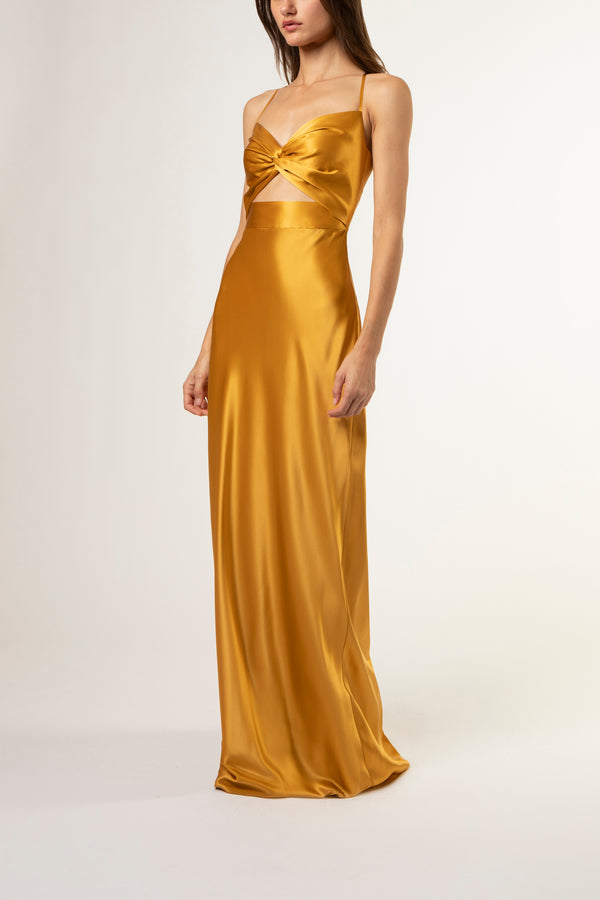Twist bodice gown - gold