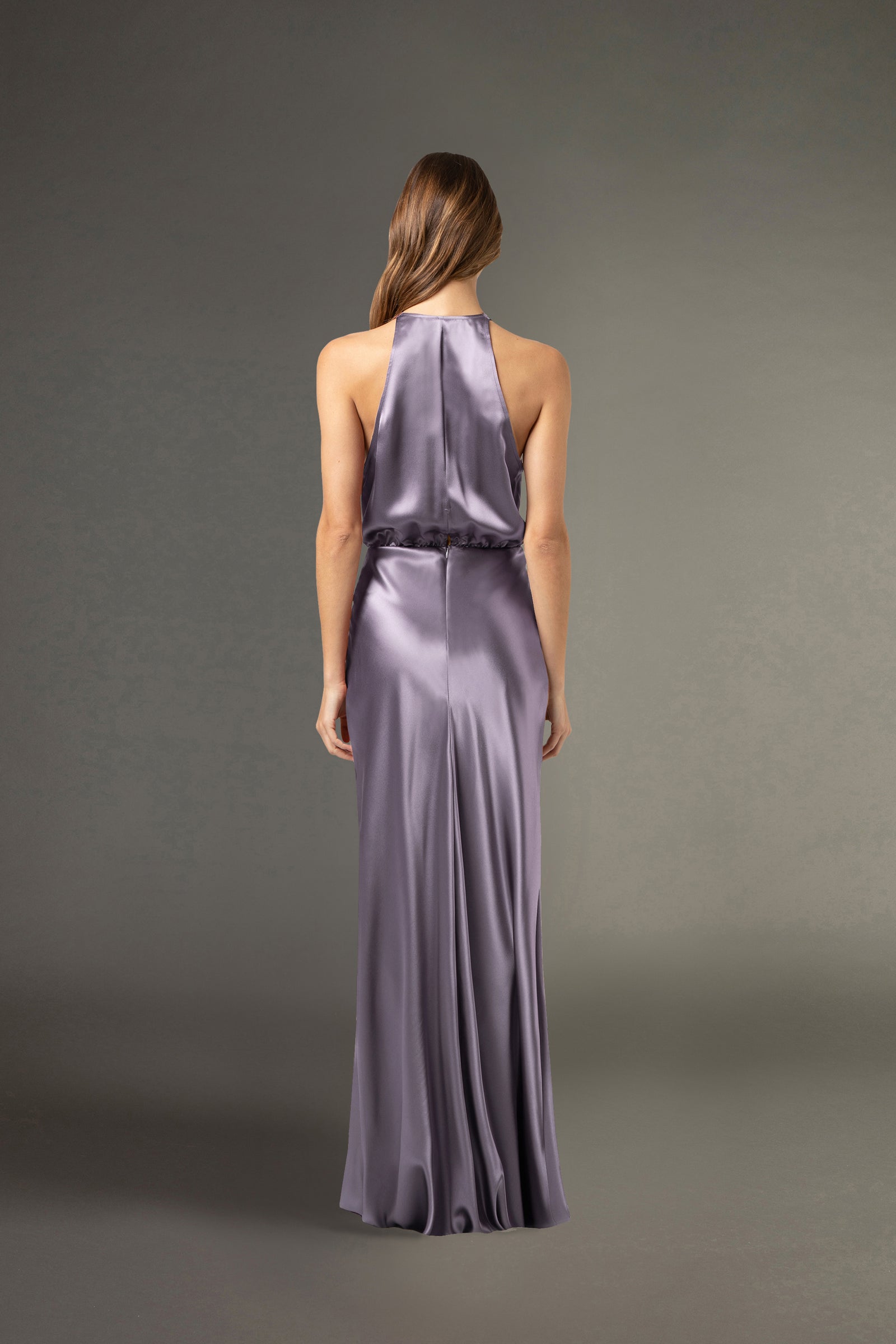 Halter draped gown - mauve Michelle Mason Halter draped gown - mauve Michelle Mason