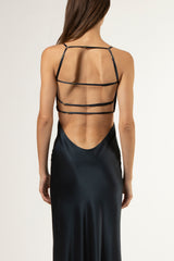 Multi-strap plunge back cutout gown - midnight