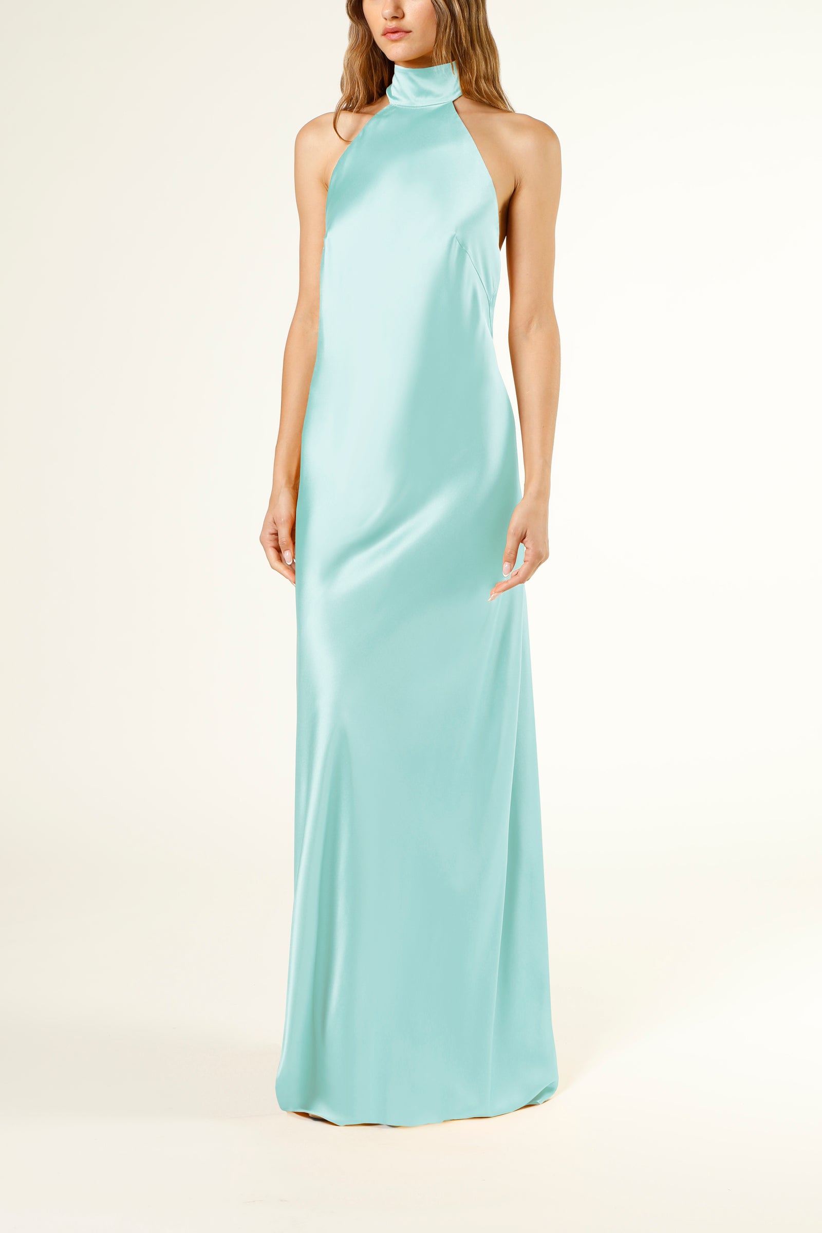 Halter tie neck backless gown