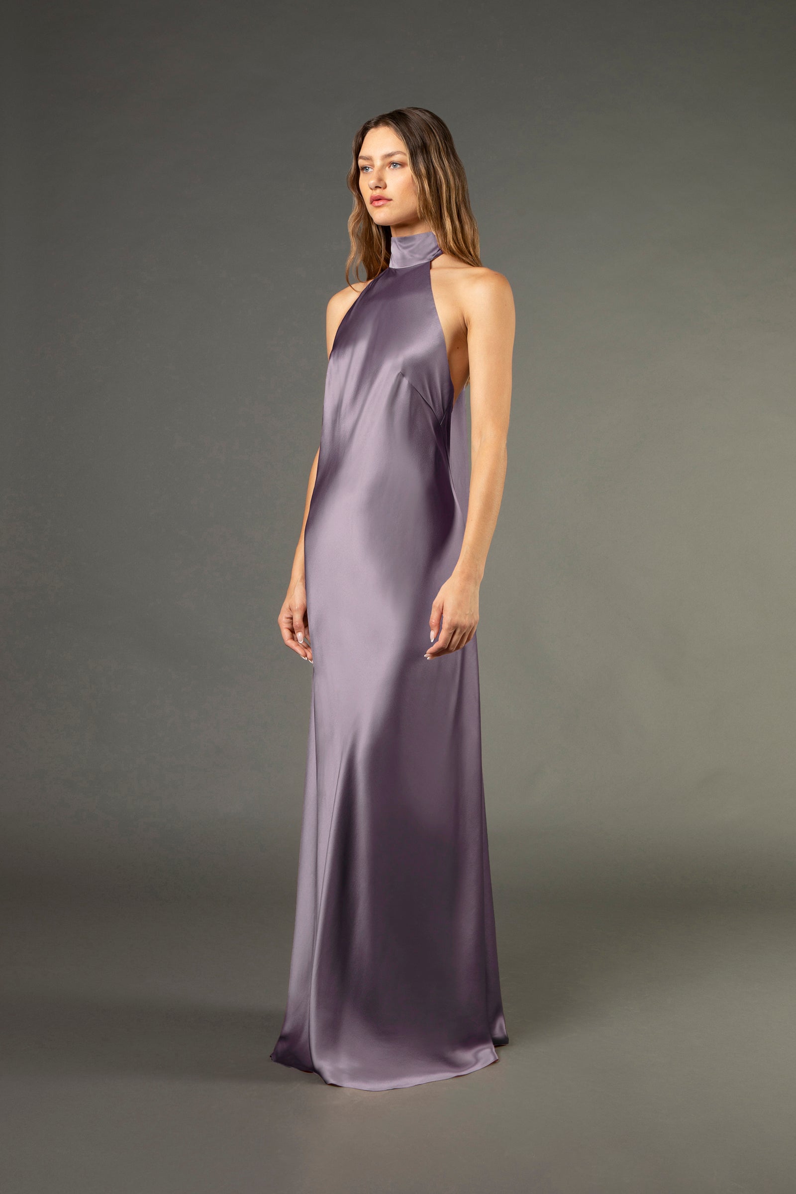 Halter tie neck backless gown - mauve 6 Halter tie neck backless gown - mauve 6