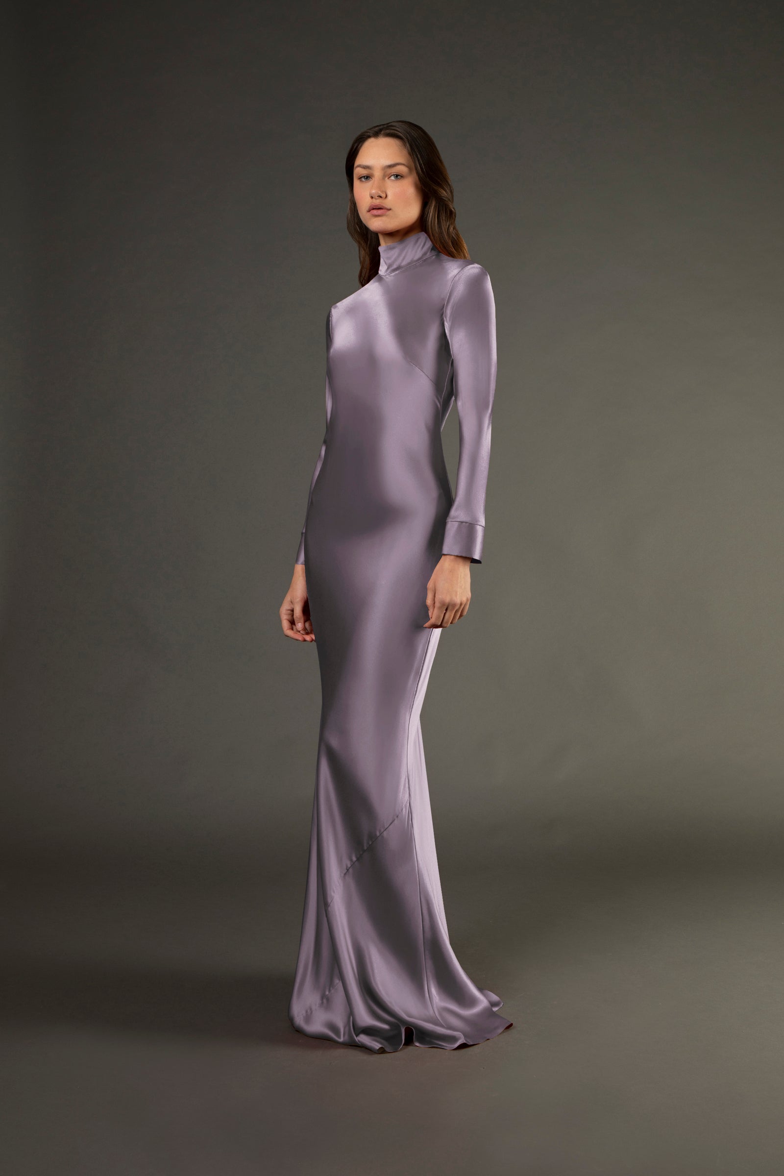 Open back long sleeve gown - mauve Open back long sleeve gown - mauve