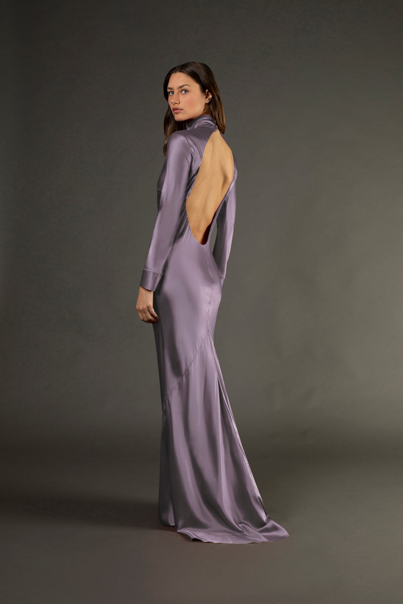 Open back long sleeve gown - mauve Open back long sleeve gown - mauve