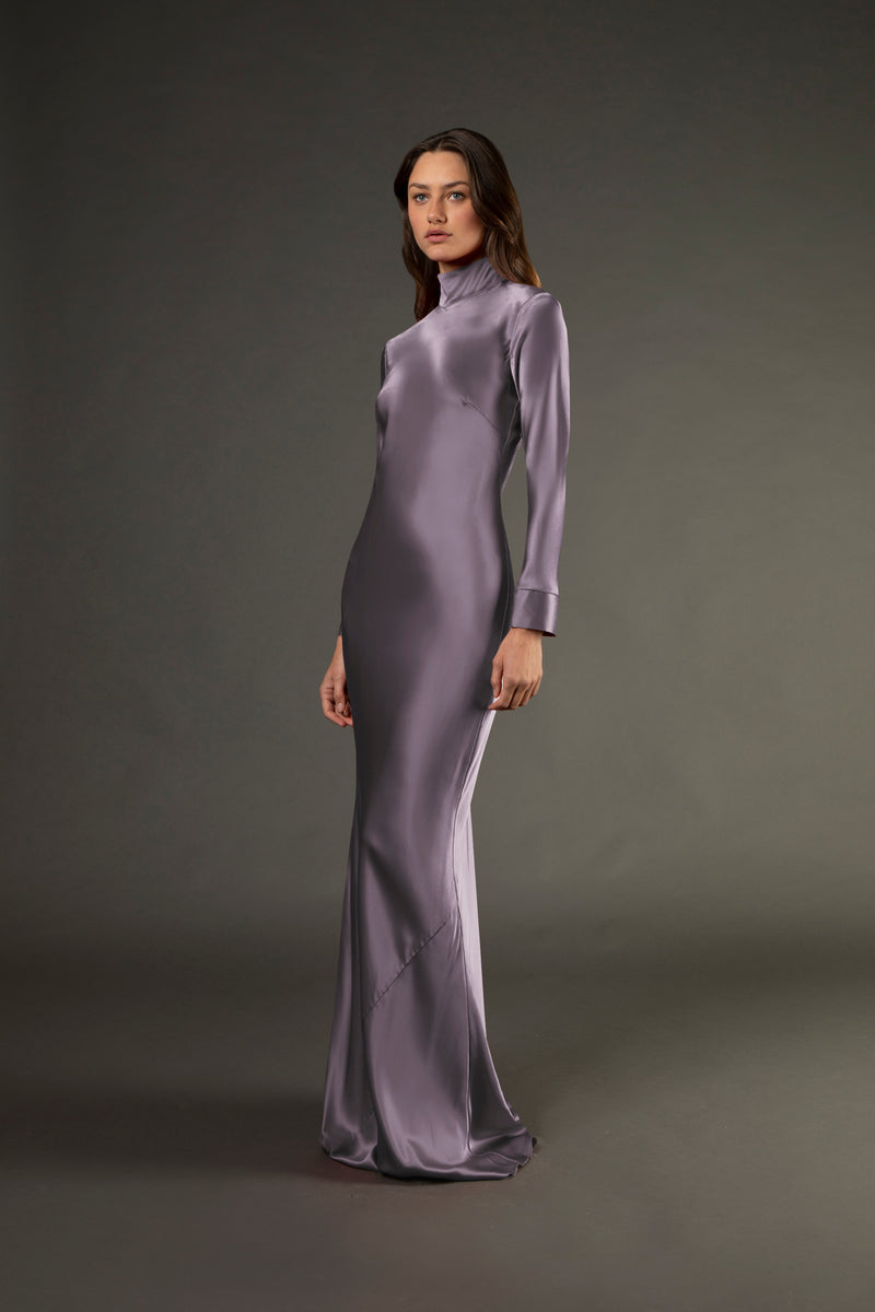 Open back long sleeve gown - mauve
