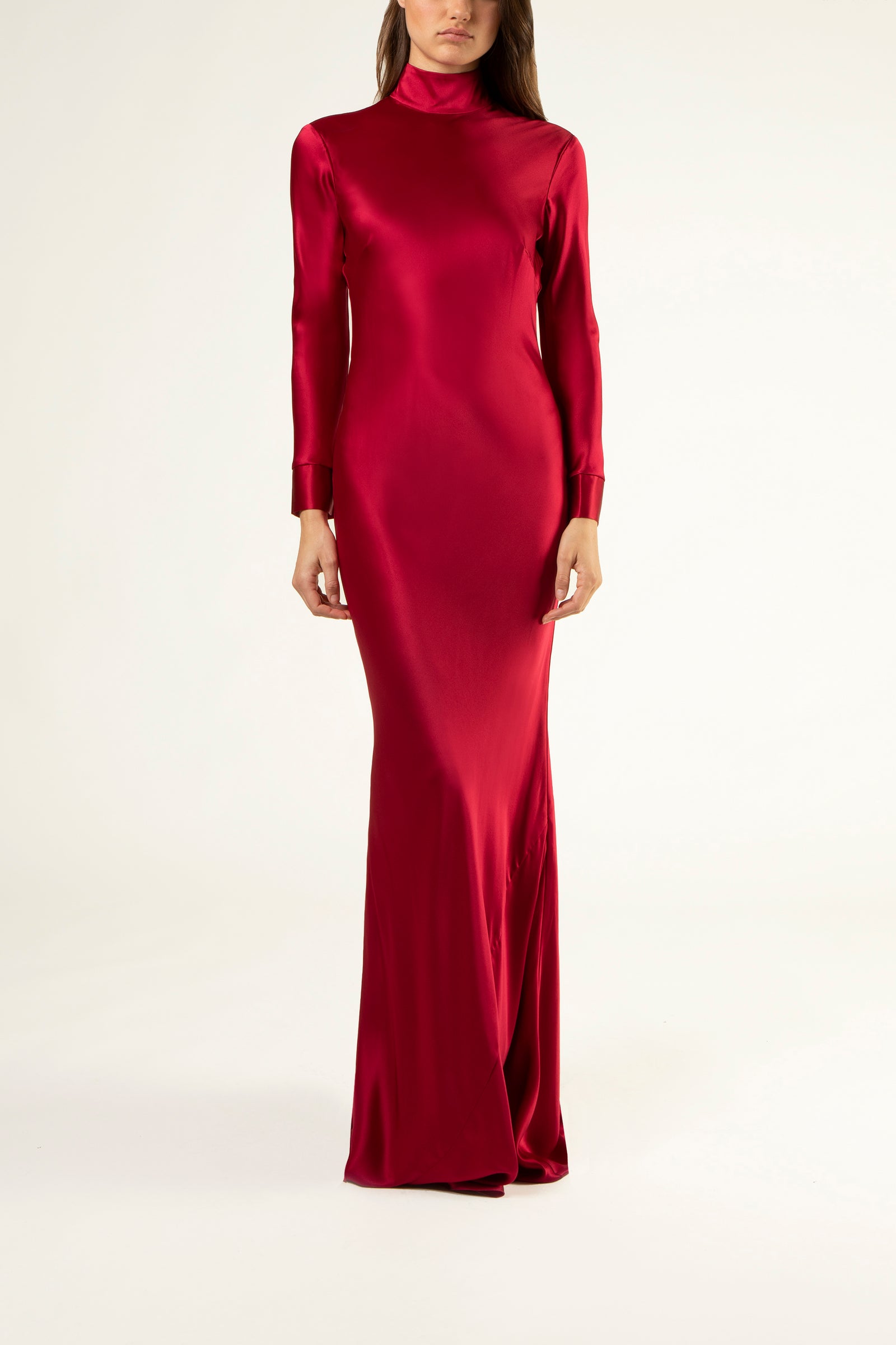 Open back long sleeve gown