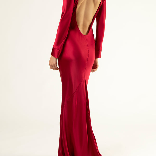 Open back long sleeve gown - ruby Michelle Mason Open back long sleeve gown - ruby Michelle Mason