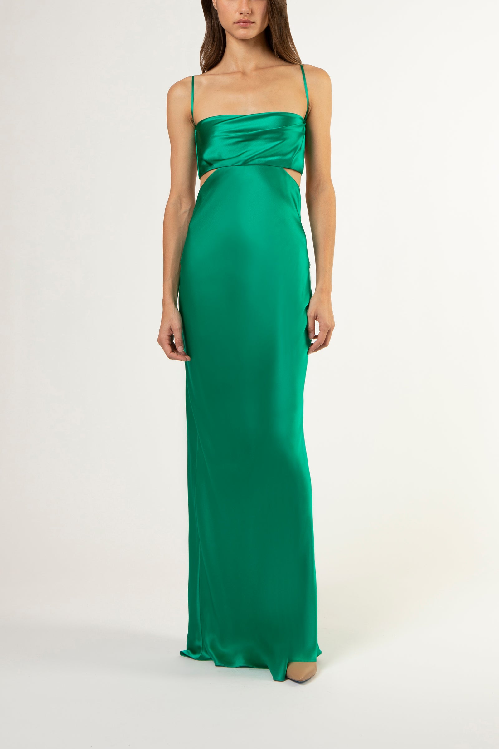 Multi-strap plunge back cutout gown