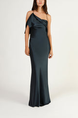 Cowl drape bias gown - carbon