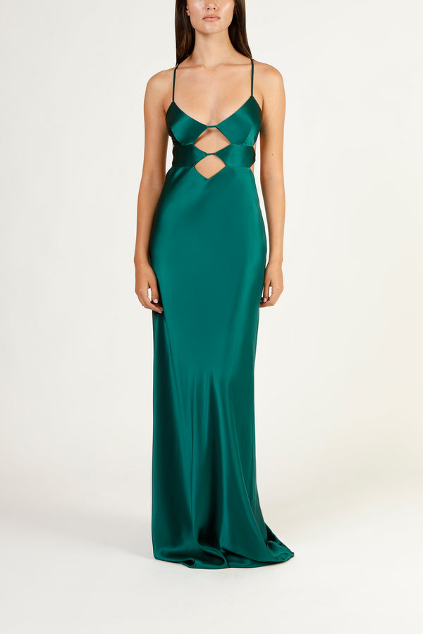 Multiple cutout detail gown - pine (preorder)