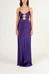 Multiple cutout detail gown - plum