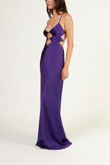 Multiple cutout detail gown - plum